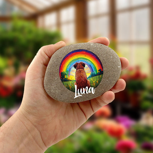 Rainbow Border Terrier Personalised Pebble